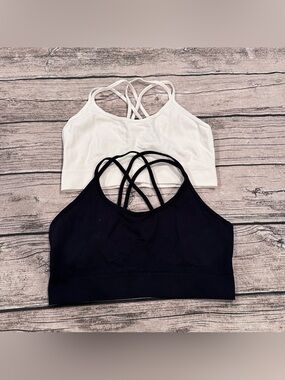 Lot of 2 NWOT Running Girl Ribbed Strappy Sports Bras Light Support Size Medium